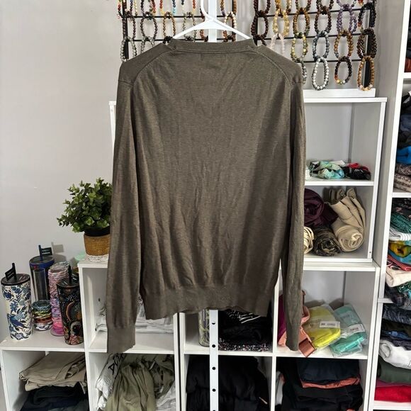 Banana Republic brown silk & cashmere V-Neck Sweater luxury blend men’s medium - Picture 6 of 6